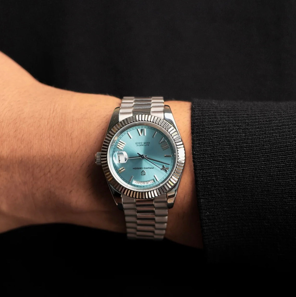 PD Day-Date Seiko NH36A – Silver Sky Blue Dial