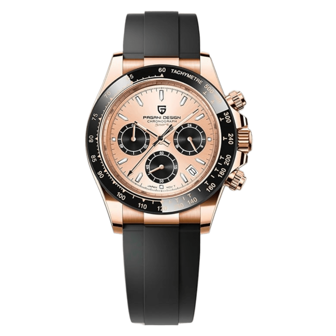 PD Daytona Seiko VK63 – Rose Gold Dial Rubber Strap