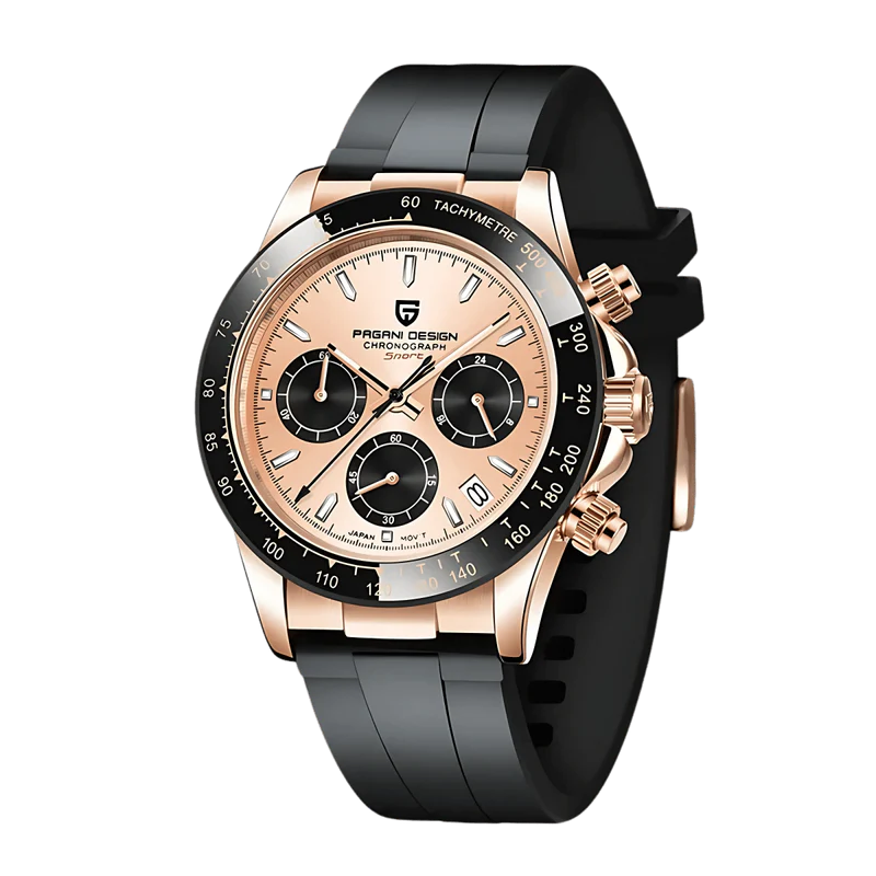 PD Daytona Seiko VK63 – Rose Gold Dial Rubber Strap