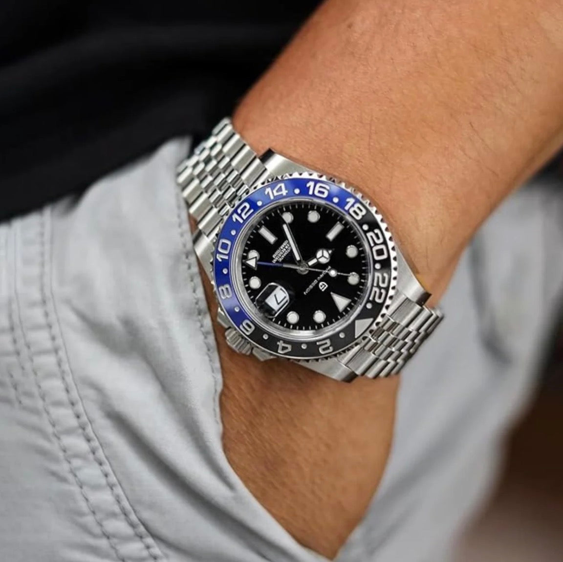 PD GMT-Master Seiko NH34 – Black & Blue “Batman” Dial Jubilee Bracelet